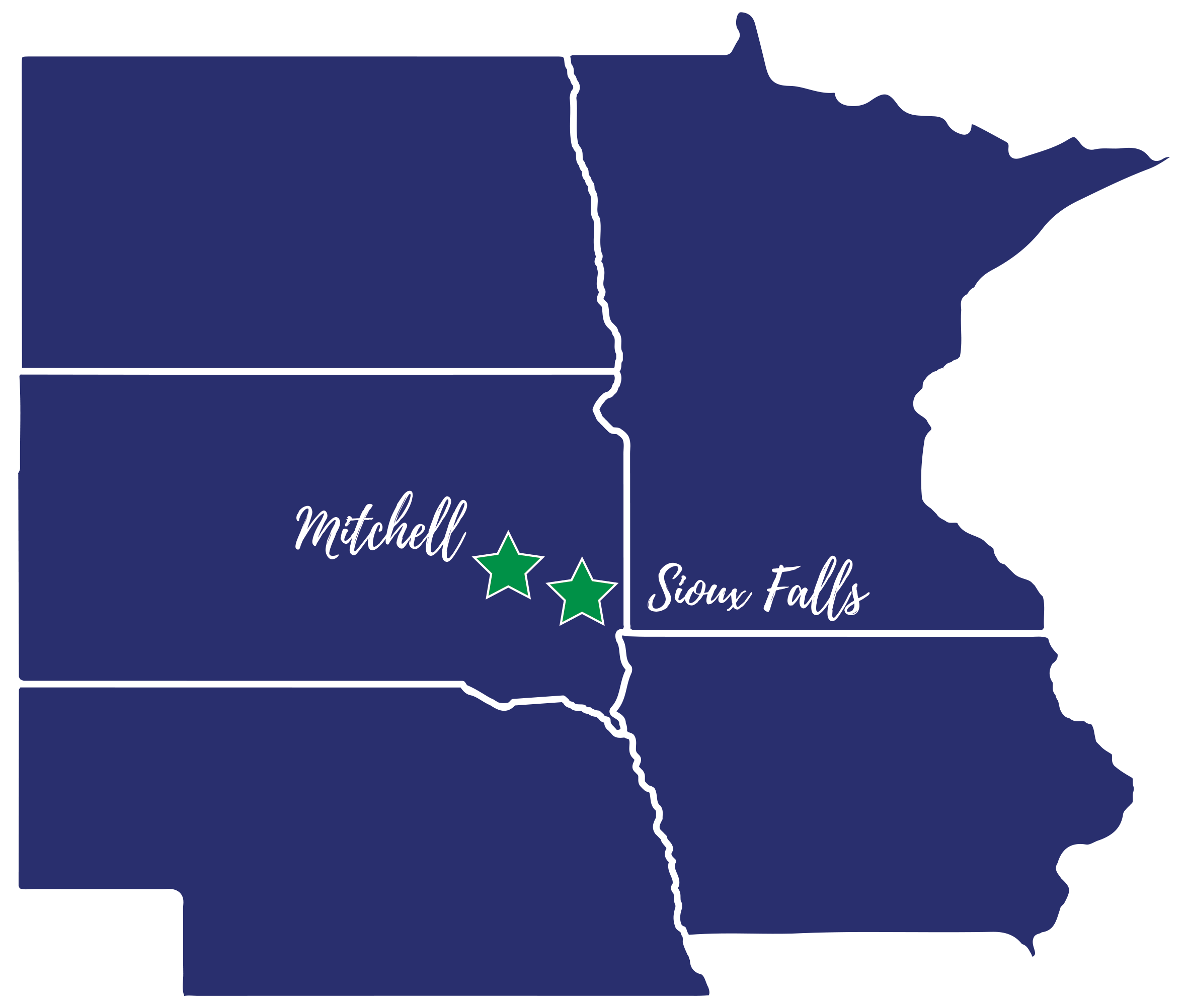 map of sd, nd, ia, ne, and mn