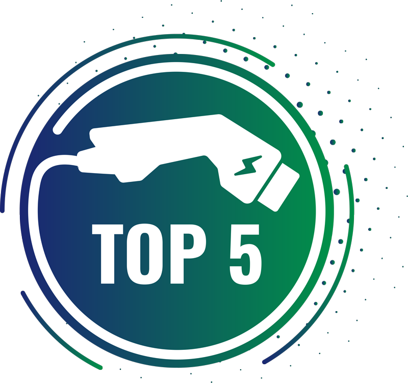 graphic of ev charger handle that says top 5