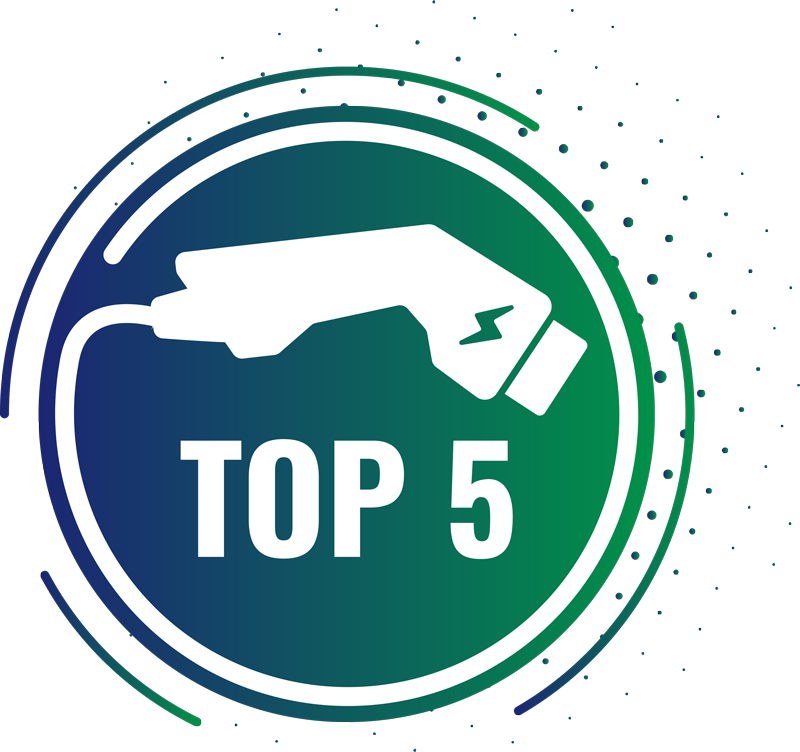 graphic of ev charger handle that says top 5